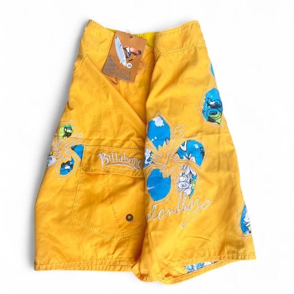 Billabong Yellow Swim Deadstock Board Shorts, Size 28”